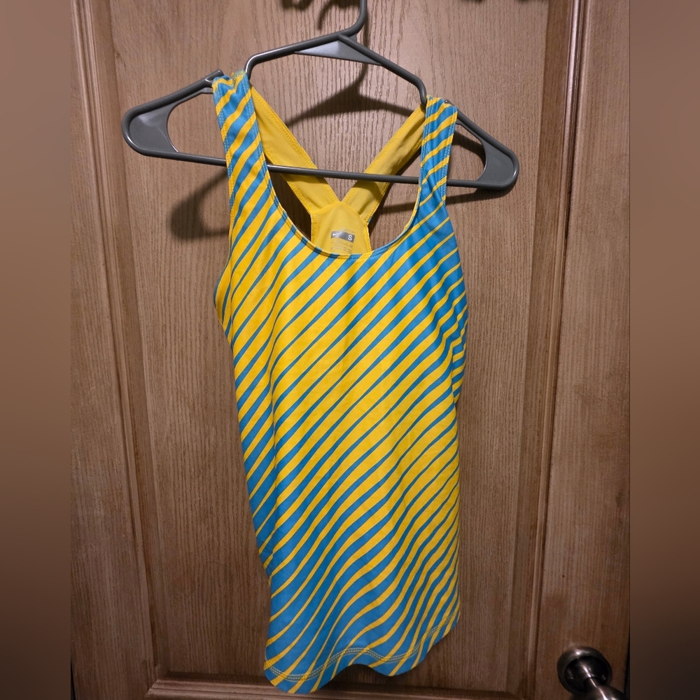 Nike Yellow and Blue Striped Tank